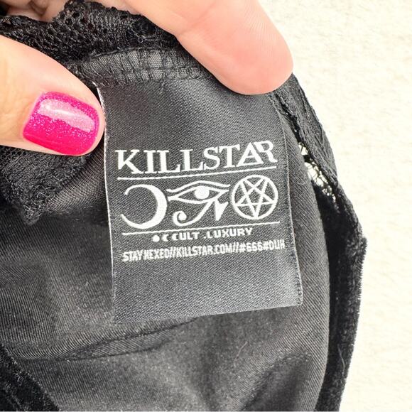 Killstar Saya Lace and Velvet Lace Up Bodysuit Black Size L Whimsigoth Punk Goth - Picture 14 of 16